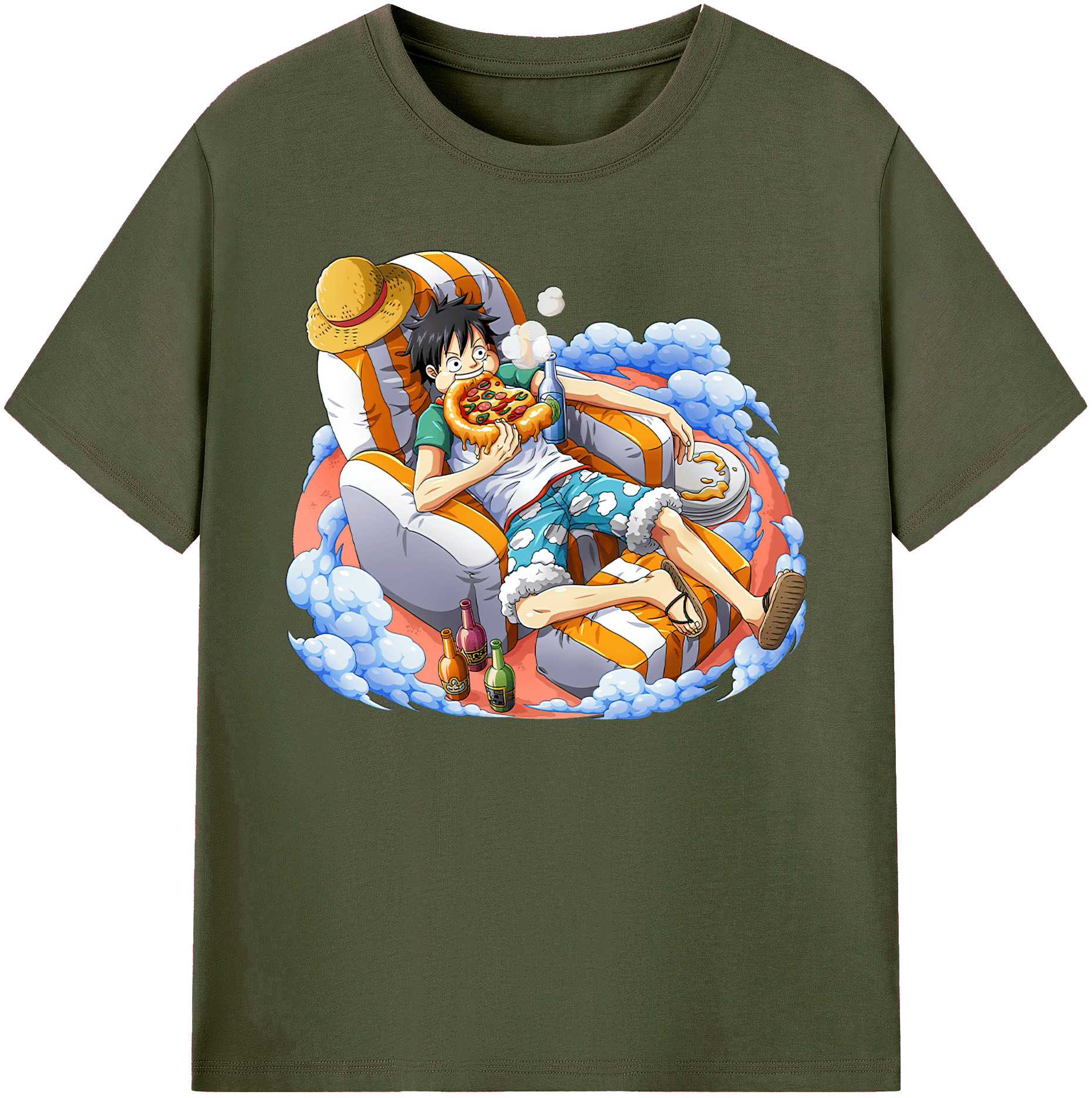 ワンピース モンキー・D・ルフィ ONE PIECE Monkey D. Luffy 綿100％ メンズ半袖Tシャツ｜肌触りやわらか＆通気性